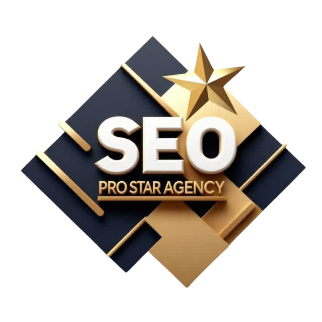 Digital marketing agency UAE logo by SEOpro Star Agency featuring a modern gold and black geometric design, symbolizing professional SEO services, online advertising, brand growth, search engine optimization, and digital business success in the UAE.